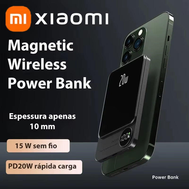 XIAOMI 30000Mah Alloy Magsafe Wireless Magnetic Power Bank Ultra Thin Fast Charging Portable Backup Battery for Iphone Samsung