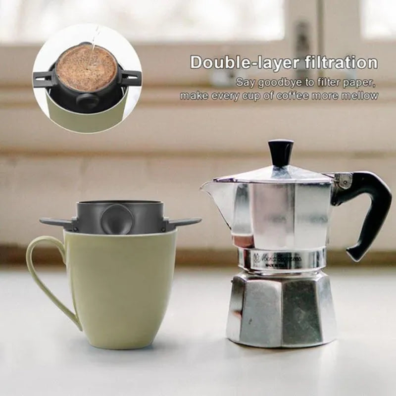 Portable Coffee Filter Stainless Steel Drip Coffee Tea Holder Reusable Coffee Dripper Household Drinkware Drop Filter Stainless Steel Filter Cup