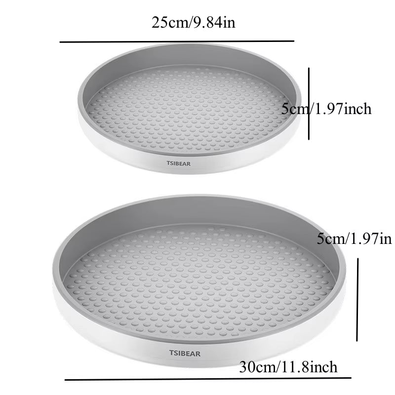 360° Rotating Spice Rack Turntable Cupboard Pantry Cabinet Organizer Non-Slip Condiment Holder Shelf Kitchen Storage Tray