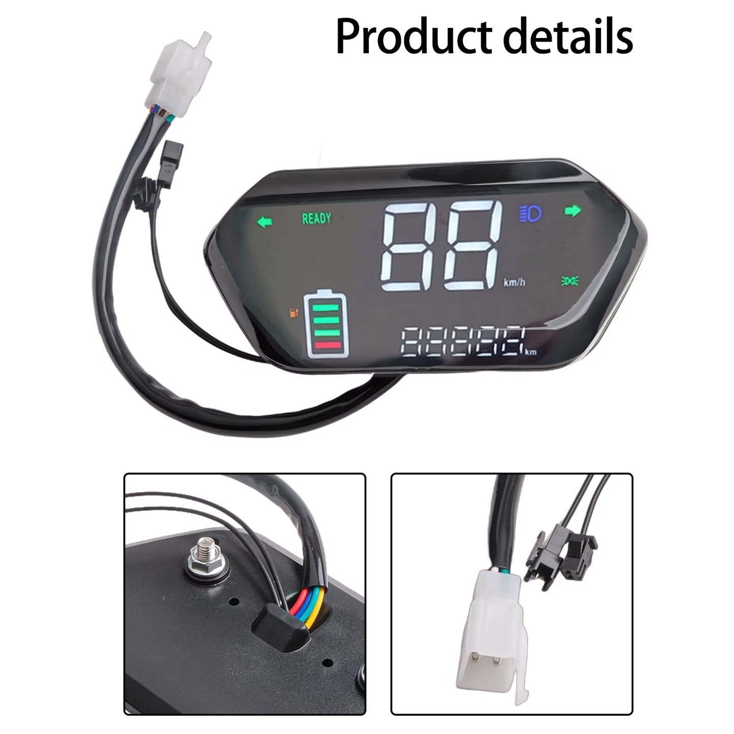 LCD Display Meter Control Panel for E-Bike Motor Digital Instrument Panel for Bike/Scootoer/Series Motors Black 48V/60V/72V