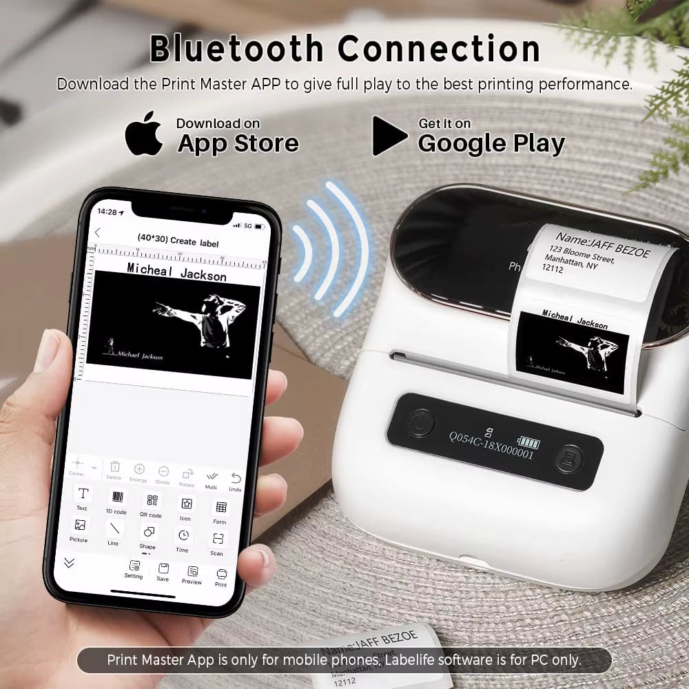 M220 Label Printer 75Mm Thermal Label Maker for Barcode Address Labeling Mailing File Folder Labels for Phone & PC