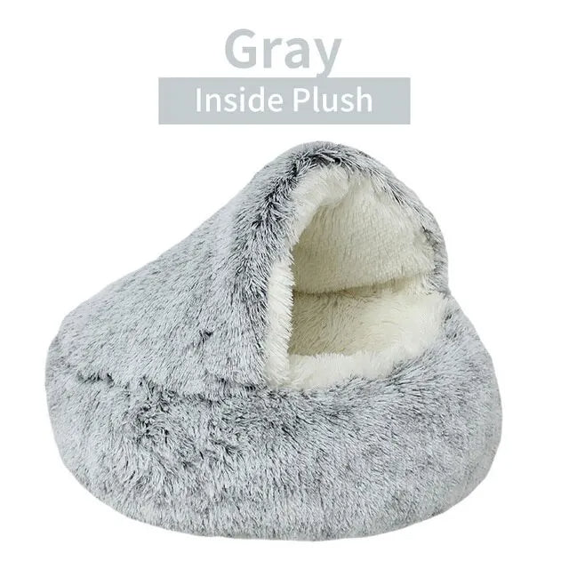 Cama redonda de felpa suave para gatos