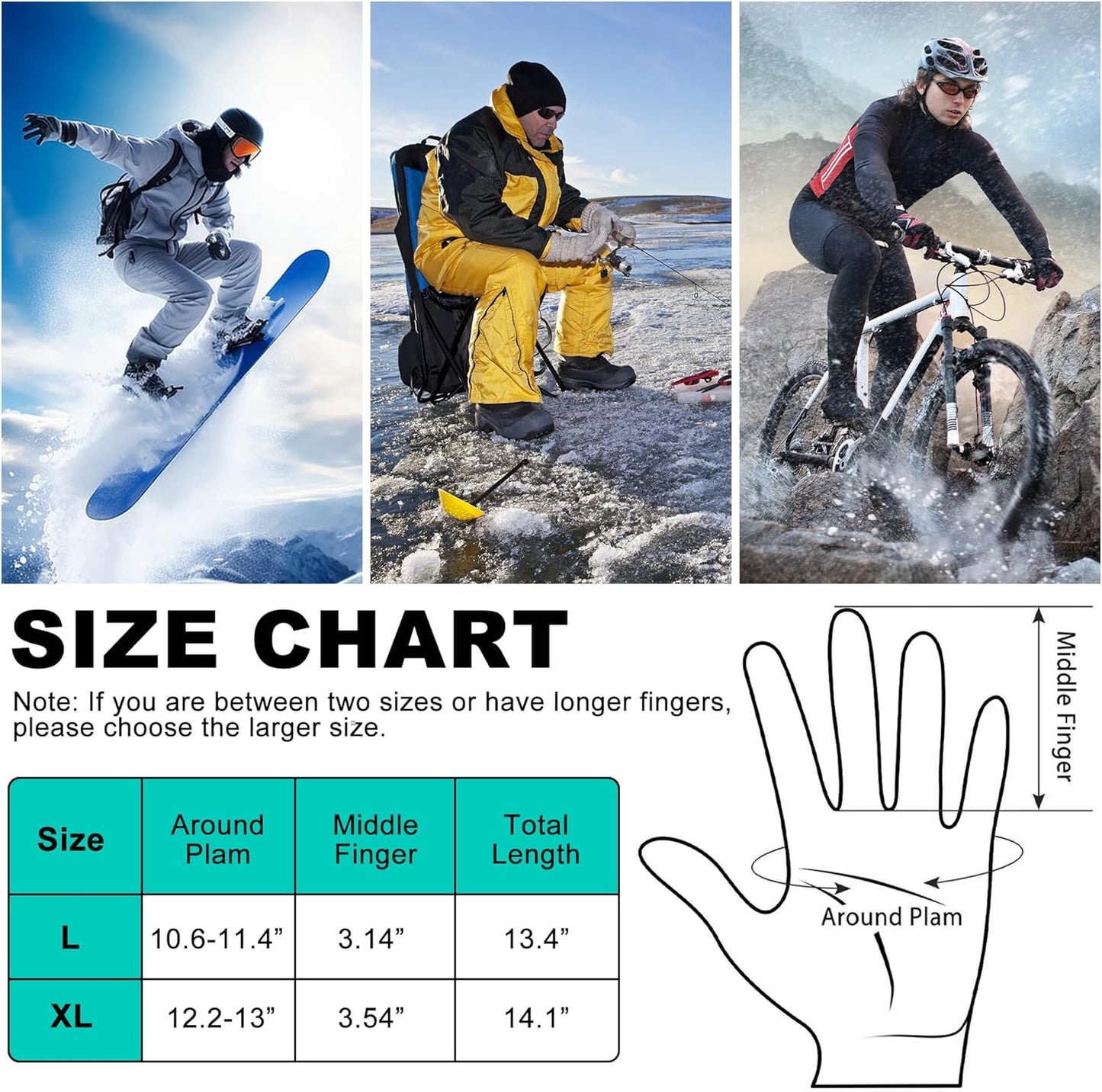 Heated Gloves,Electric Rechargeable Battery Power Waterproof Touchscreen Heated Gloves for Men Women, 3 Heating Temperature Adjustable Thermal Gloves for Skiing Hunting Fishing Camping Cycling