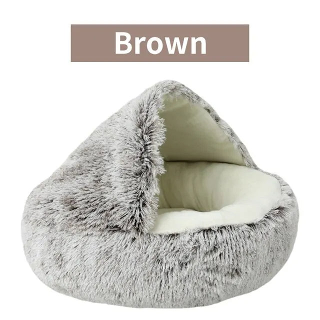 Cama redonda de felpa suave para gatos