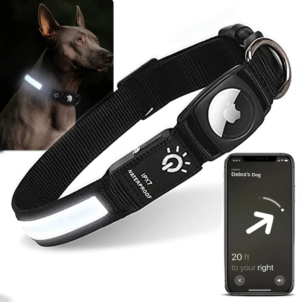 Collar LED para perros con soporte para AirTag