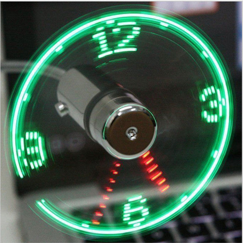 LED時計付きミニUSBファン