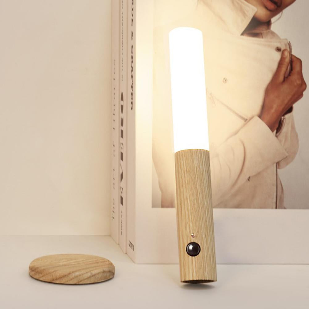 Lámpara LED de pared con sensor de movimiento de madera