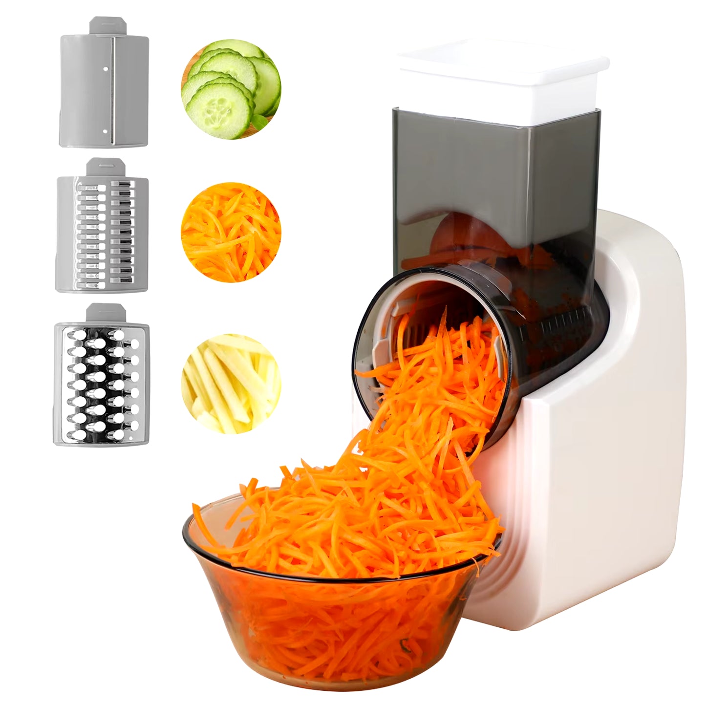 Electric Cheese Grater, Electric Slicer Shredder, Electric Vegetable Slicer Salad Maker, Fruit Cutter, Food Processor Spiralizer