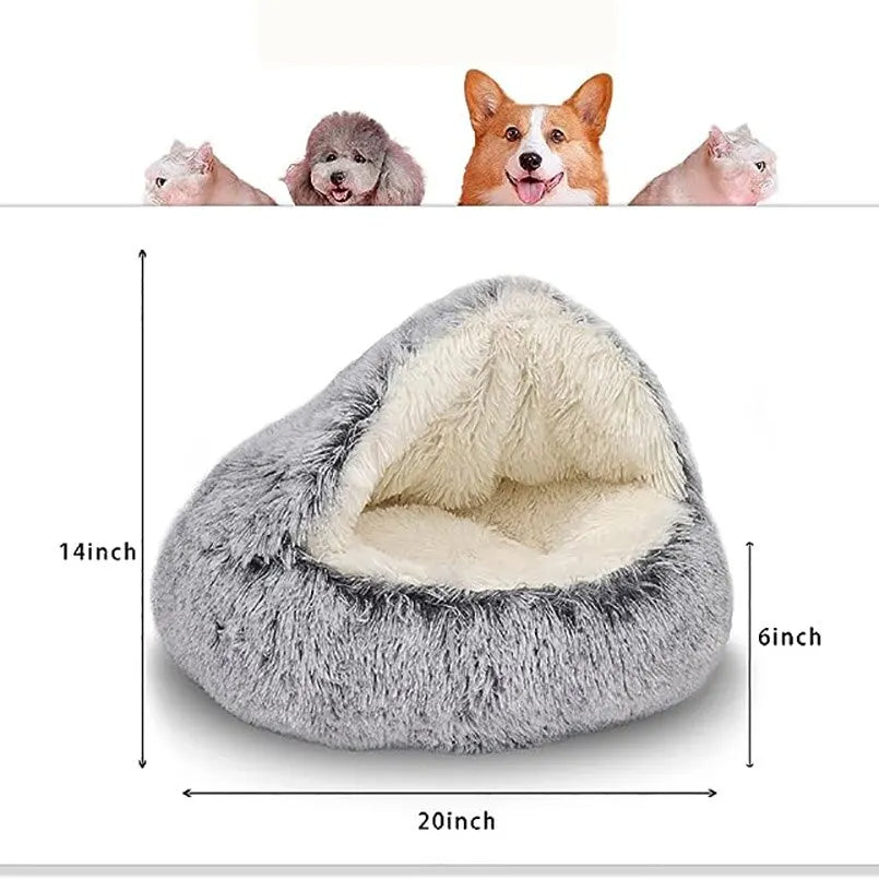 Cama redonda de felpa suave para gatos