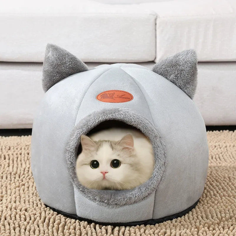 Cama cueva tipo cesta para gatos de invierno