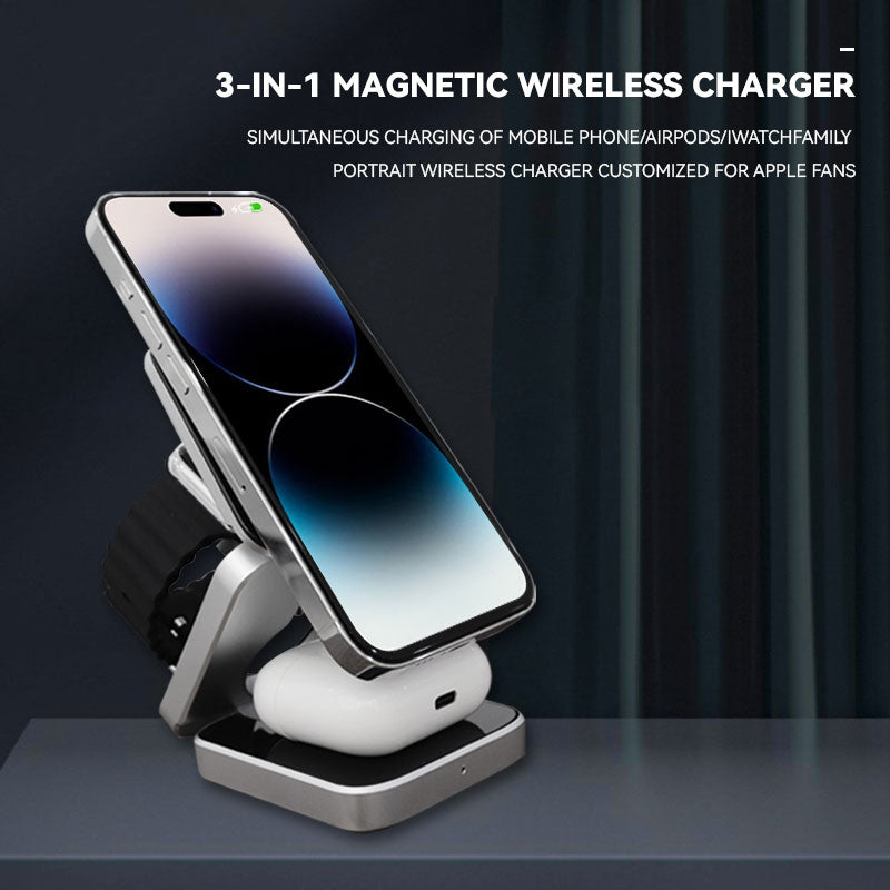 Cargador inalámbrico portátil plegable 3 en 1