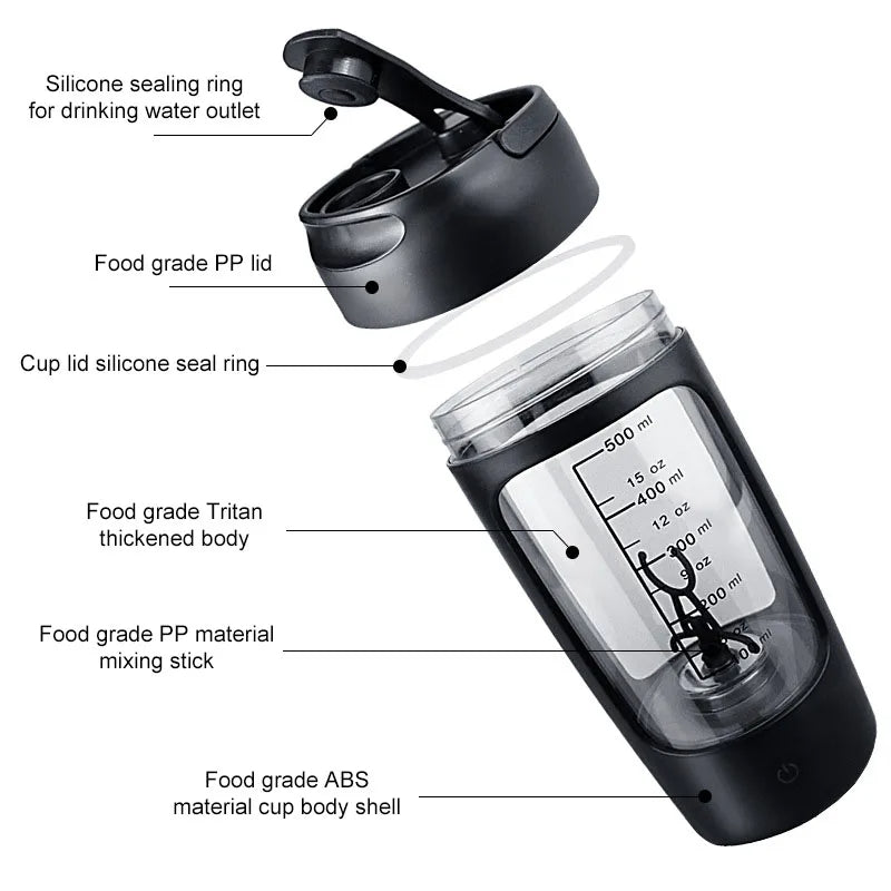 Vaso mezclador de proteínas eléctrico con almacenamiento de polvo