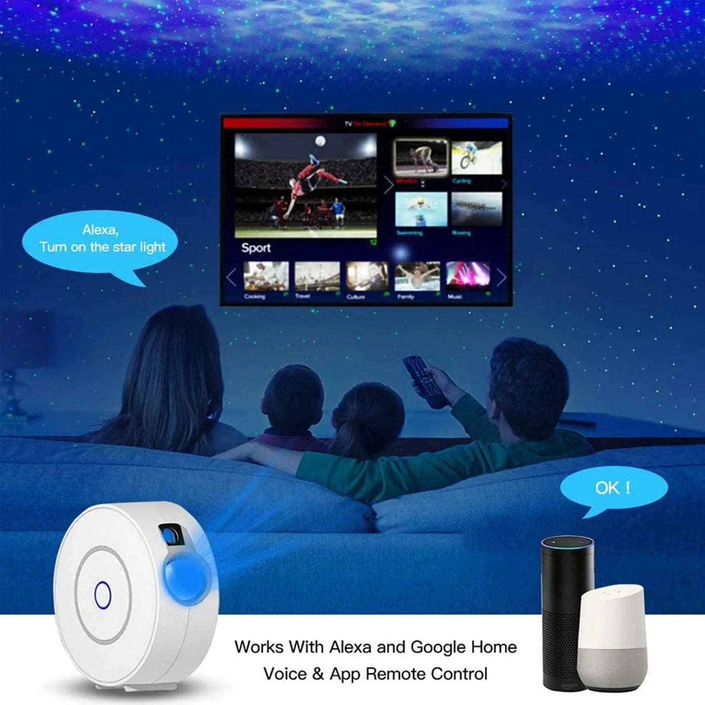 Proyector de luz nocturna inteligente Tuya WiFi Aurora Galaxy Star