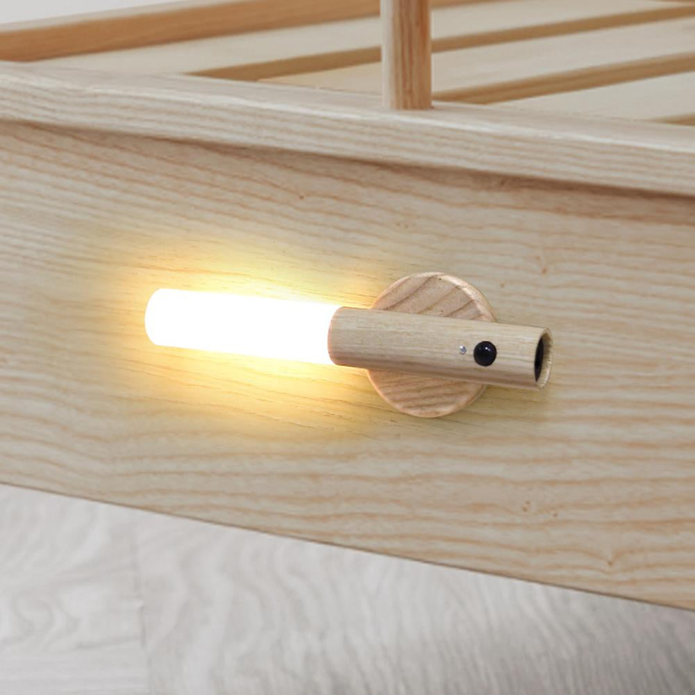 Lámpara LED de pared con sensor de movimiento de madera