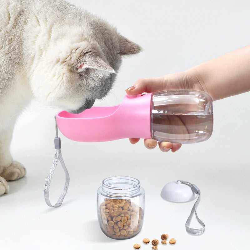 Botella de agua portátil para perros con contenedor de comida