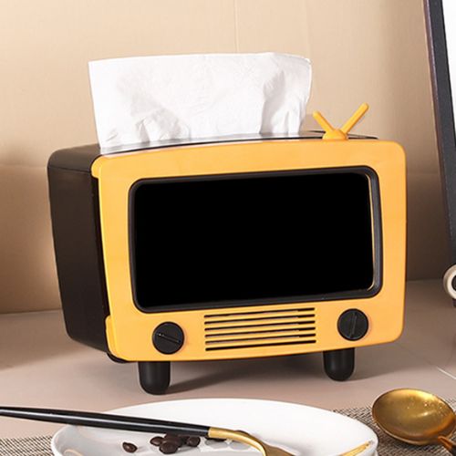 Soporte para teléfono con caja de pañuelos para TV