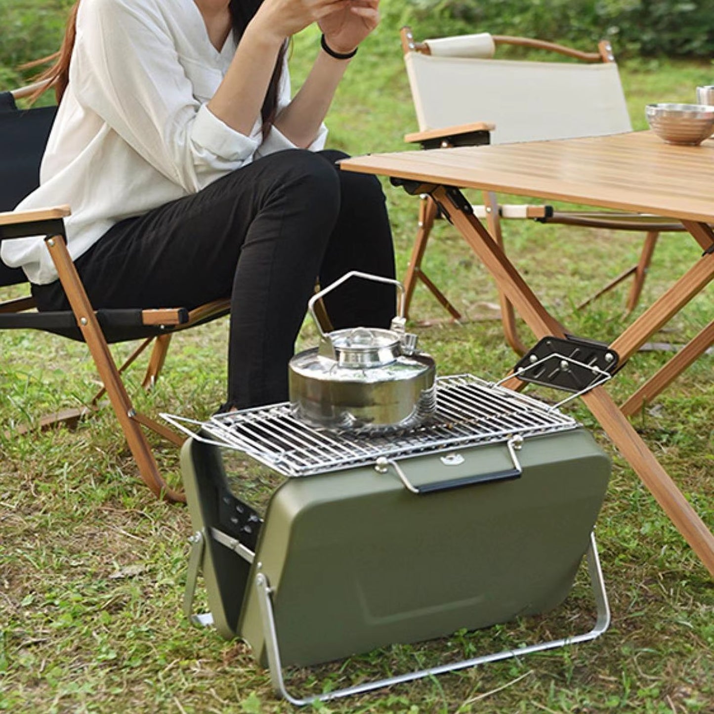 Foldable BBQ Grill Portable Mini Handheld Barbecue Rack Lightweight Wire Meshes Cookout Tools for Outdoor Camping Picnic