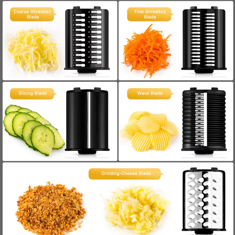 220V Electric Vegertable Cutter with 5Set Stainless Steel Blade 1000W Multifunction Potato Cucumber Carrot Slicer Food Processor