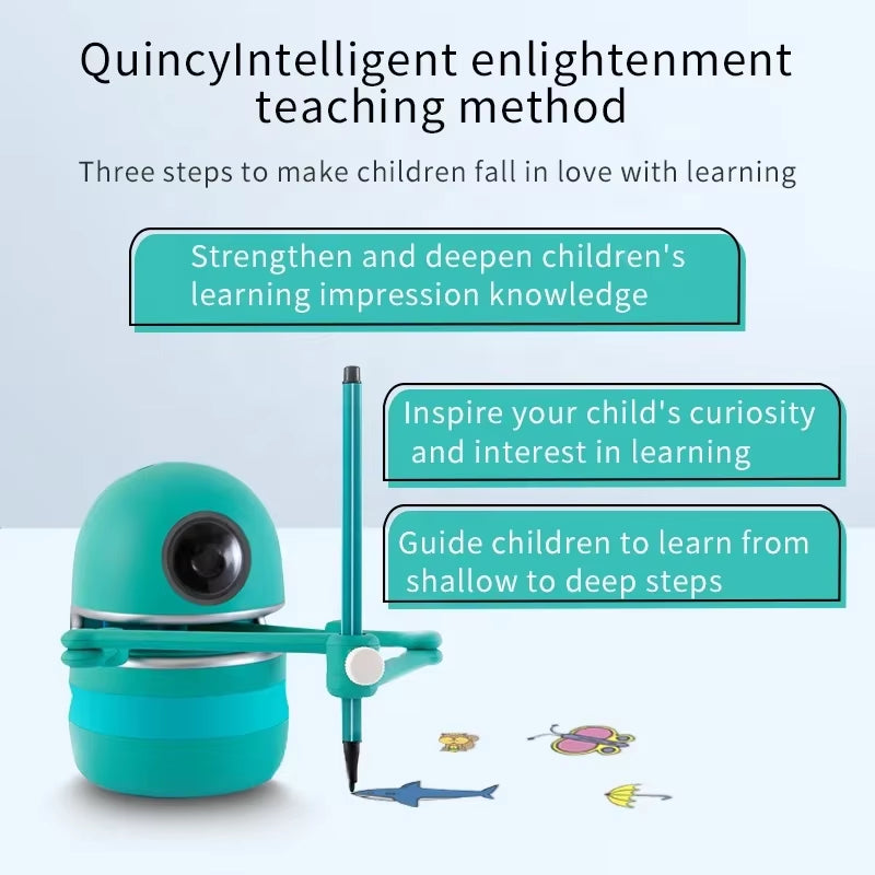 Pre-School Educational Drawing Teaching Children Painting Robot Set English Word and Math Learning Robot Toys for Kids Learning