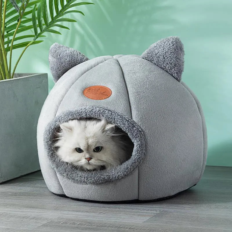 Cama cueva tipo cesta para gatos de invierno