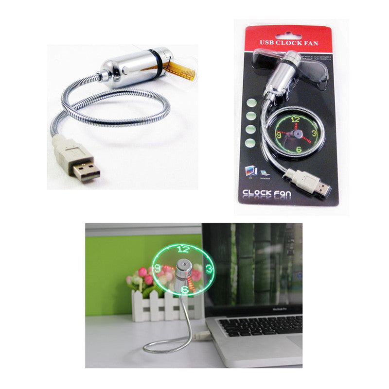 LED時計付きミニUSBファン