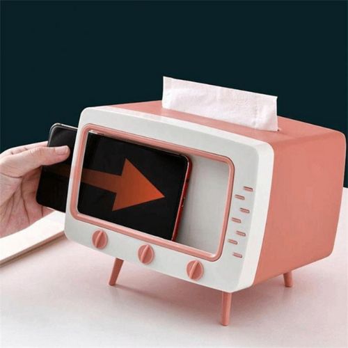 Soporte para teléfono con caja de pañuelos para TV