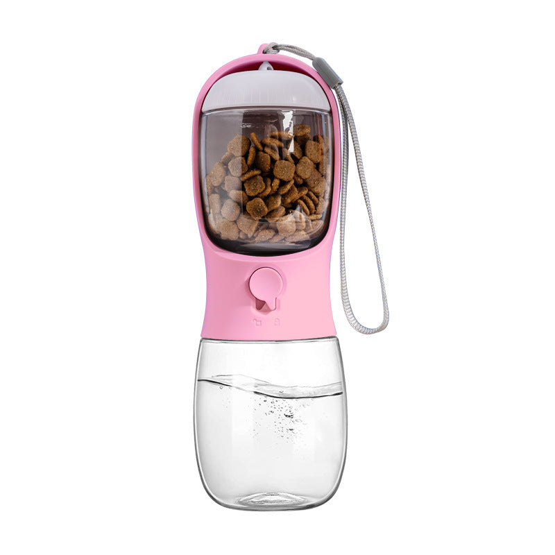 Botella de agua portátil para perros con contenedor de comida