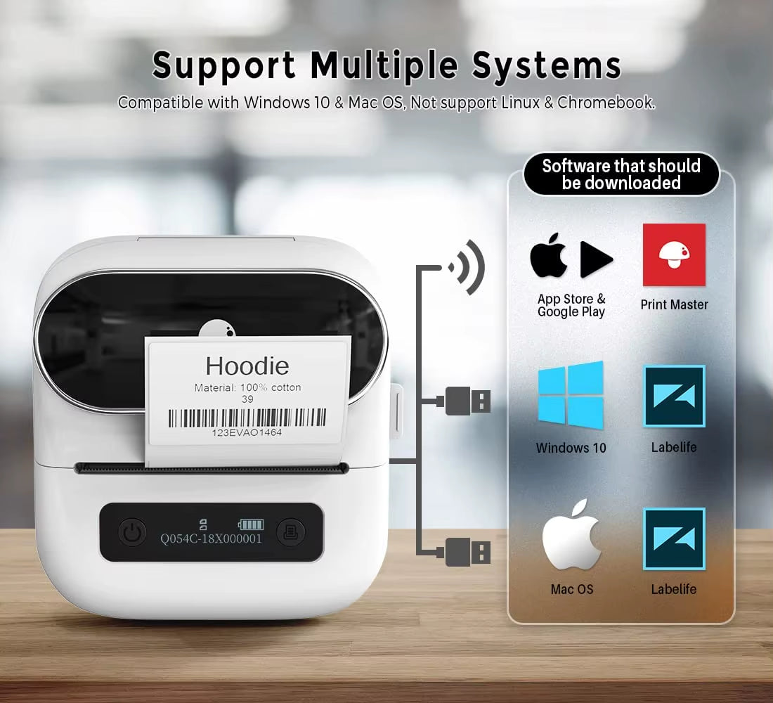 M220 Label Printer 75Mm Thermal Label Maker for Barcode Address Labeling Mailing File Folder Labels for Phone & PC