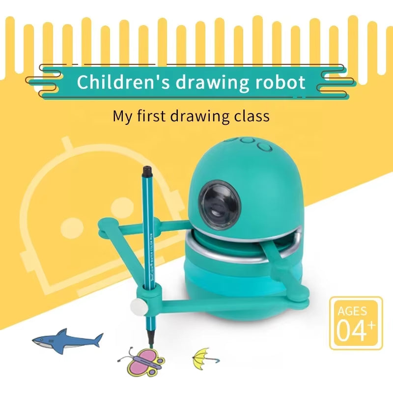 Pre-School Educational Drawing Teaching Children Painting Robot Set English Word and Math Learning Robot Toys for Kids Learning
