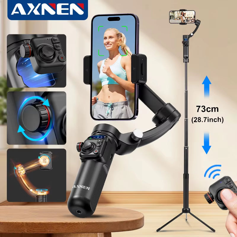2025 3-Axis Anti-Shake Handheld Gimbal Stabilizer AI Tracking for Iphone Android Mobile Phone Vlog Optional Extension Rod