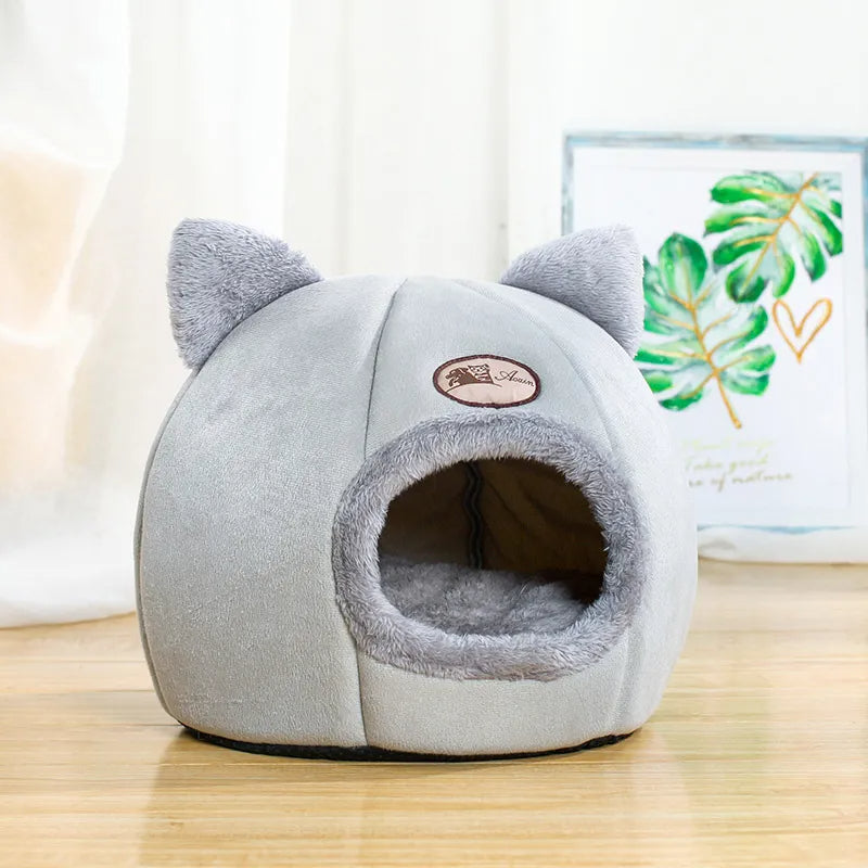 Cama cueva tipo cesta para gatos de invierno