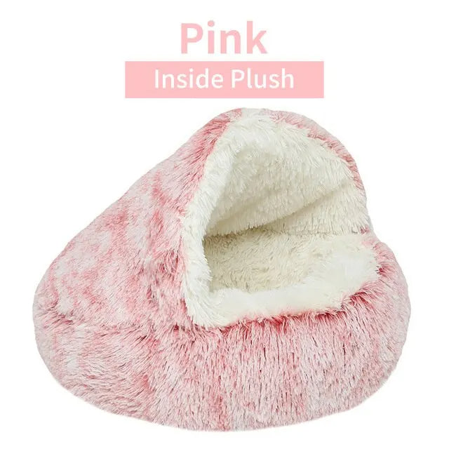 Cama redonda de felpa suave para gatos