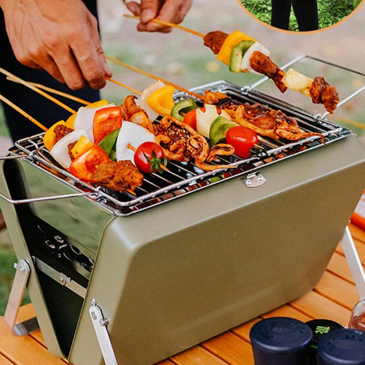Foldable BBQ Grill Portable Mini Handheld Barbecue Rack Lightweight Wire Meshes Cookout Tools for Outdoor Camping Picnic