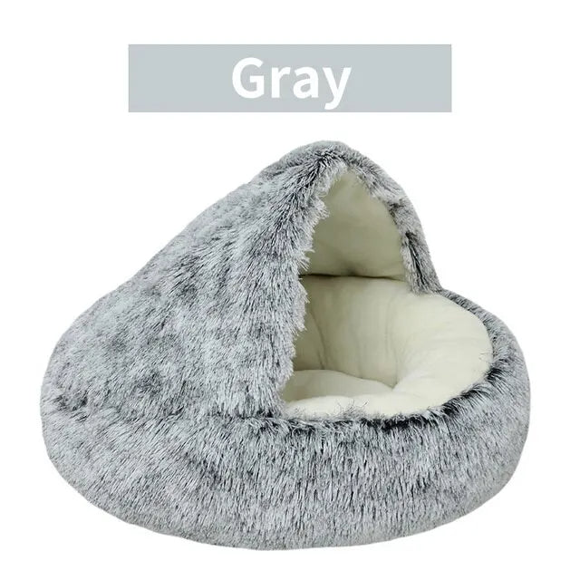 Cama redonda de felpa suave para gatos