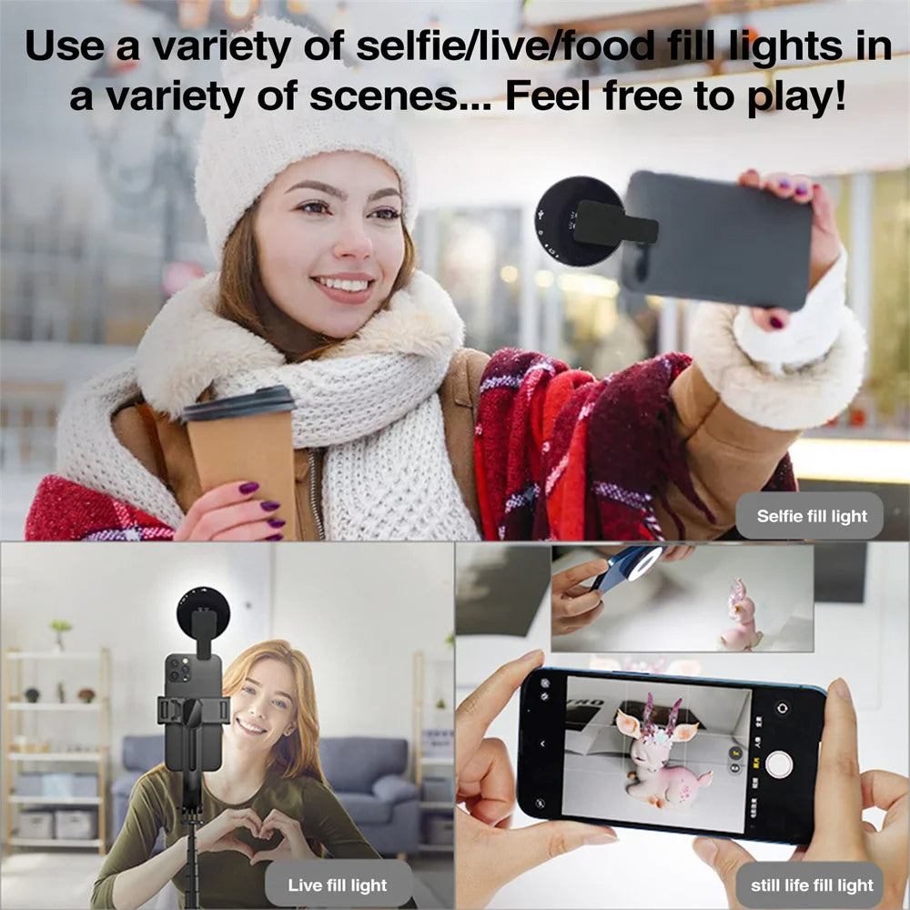 マグネットクリップオンスマートフォンリングLEDライト