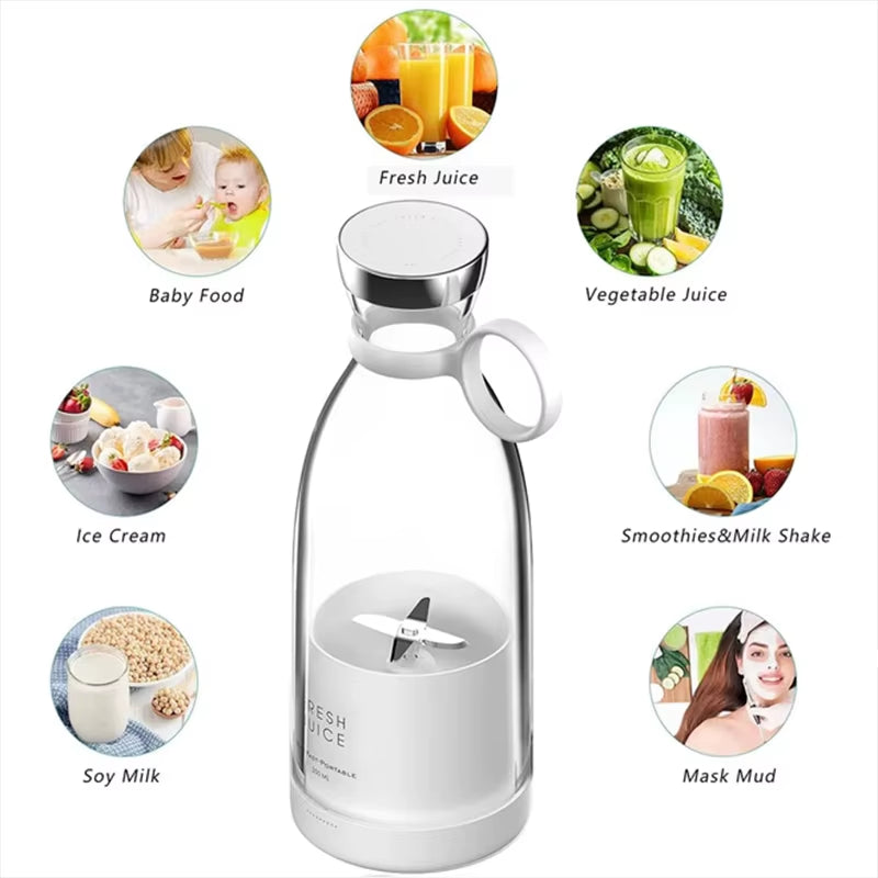Portable Blender 350Ml Mini Portable Blender Smoothies 1400Mah Fresh Juice Travel Electric Travel Portable Mixer Kitchen
