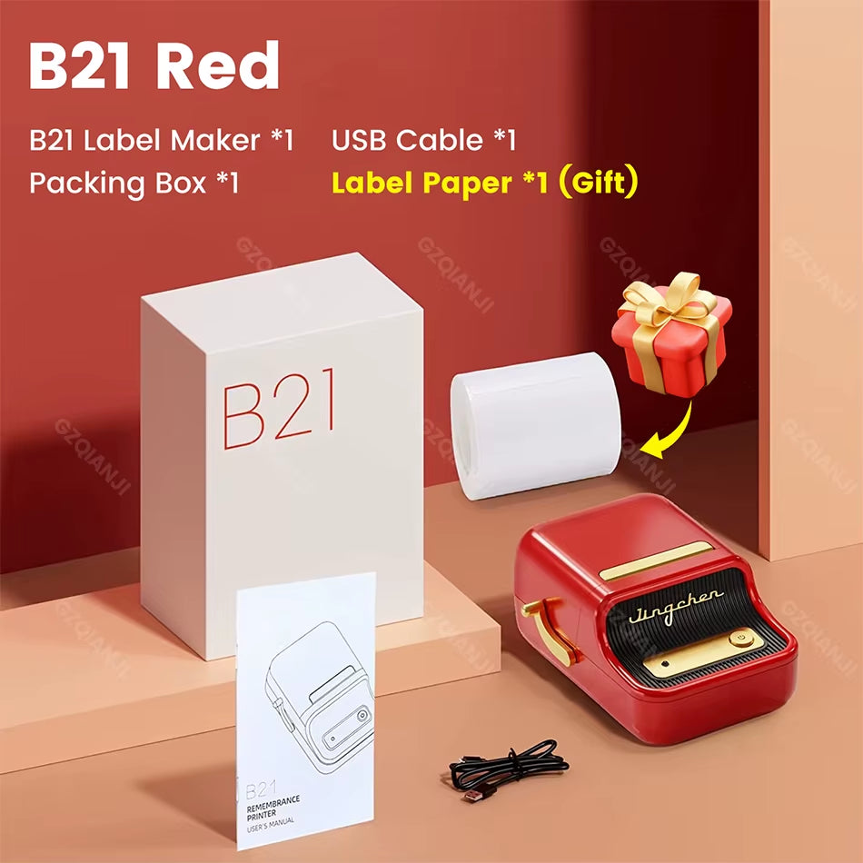 B21 B1 Wireless Label Printer Portable Pocket Label Printer Bluetooth Thermal Label Printer Fast Print Home Use Office