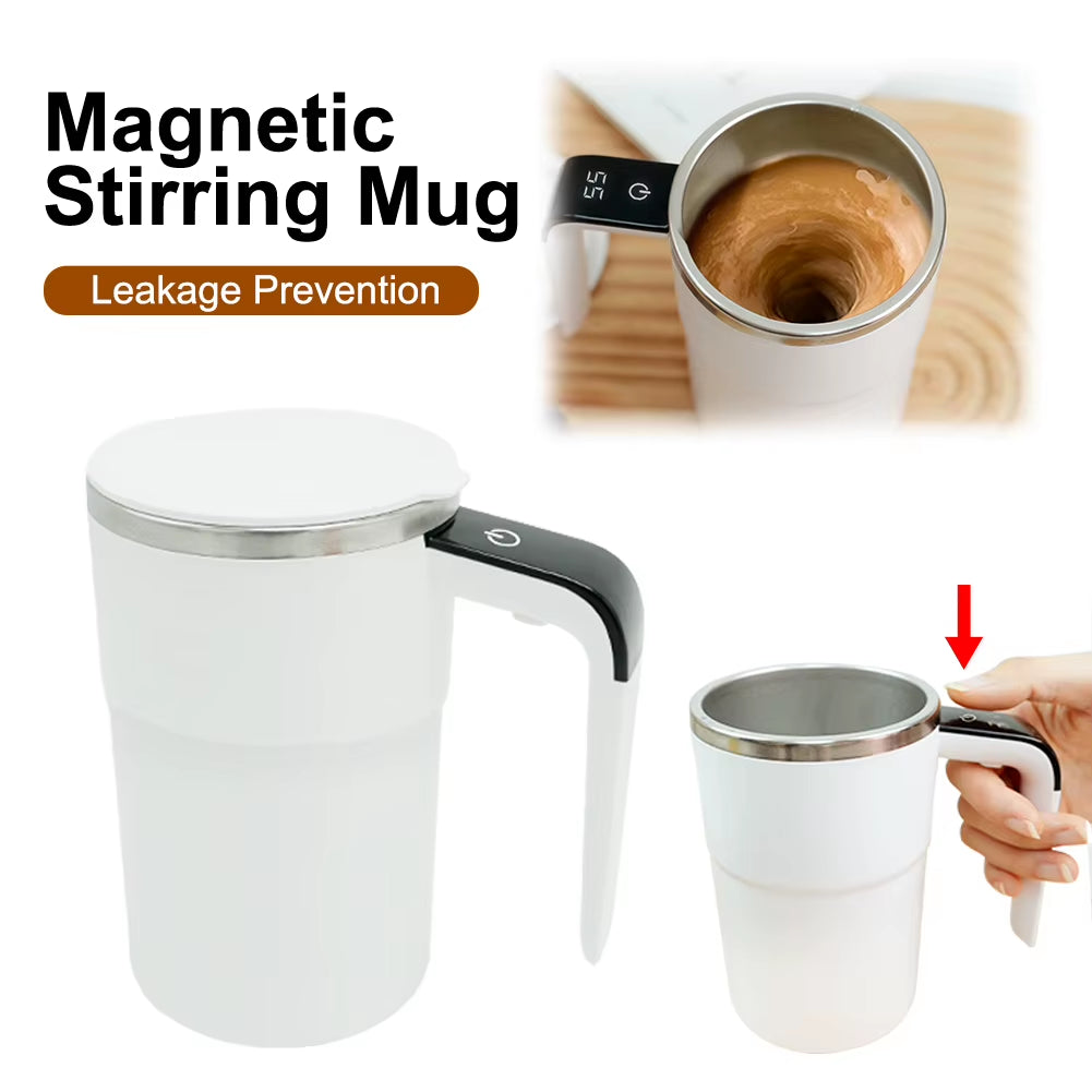 Magnetic Self Stirring Coffee Mugs Portable Automatic Mixing Cup Rechargeable Self Stirring Cup with Thermometer for Home Office