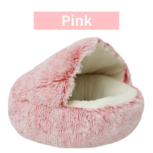 Cama redonda de felpa suave para gatos