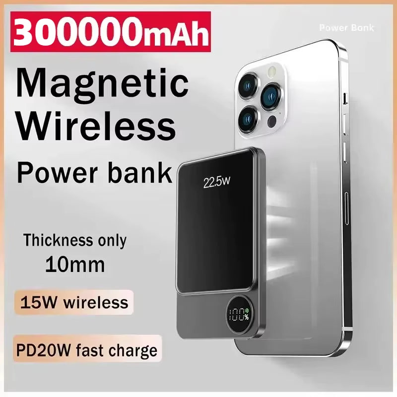 XIAOMI 30000Mah Alloy Magsafe Wireless Magnetic Power Bank Ultra Thin Fast Charging Portable Backup Battery for Iphone Samsung