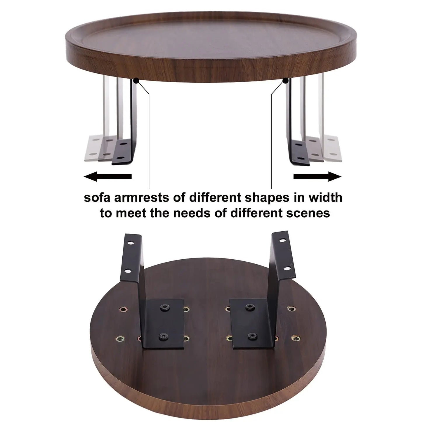 Movable Wood Bamboo Sofa Arm Tray Wide Couch Cup Holder Tray with Clip for Food & Beverages