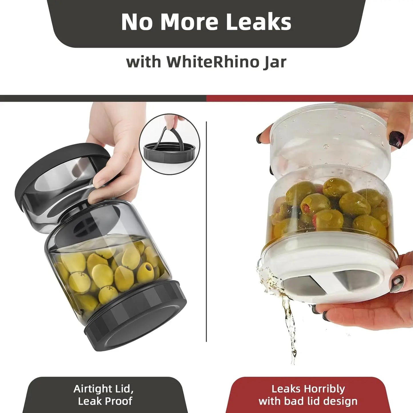 New Color Dark Grey 34oz Pickle and Olive Hourglass Jar Glass Pickle Jar with Strainer Flip