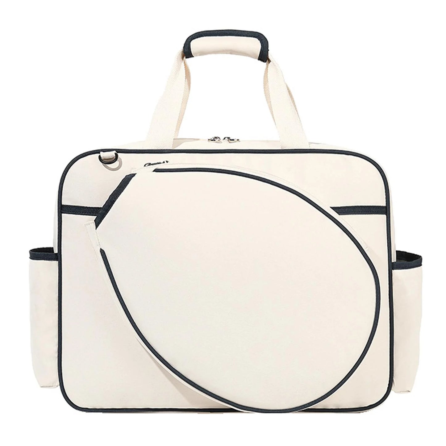 Tennis Racket Bag Sport Bag Large Racquet Covers Pickleball Racket Storage Tennis Handbag for Swimming Outdoor Sport Travel Gym Training, White