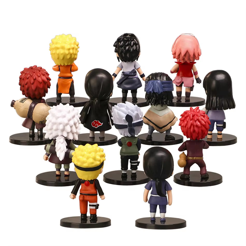 Hot 12Pcs/Set Anime Naruto Shippuden Hinata Sasuke Itachi Kakashi Gaara Anime Figure Q Version PVC Figures Toys Dolls Kid Gift