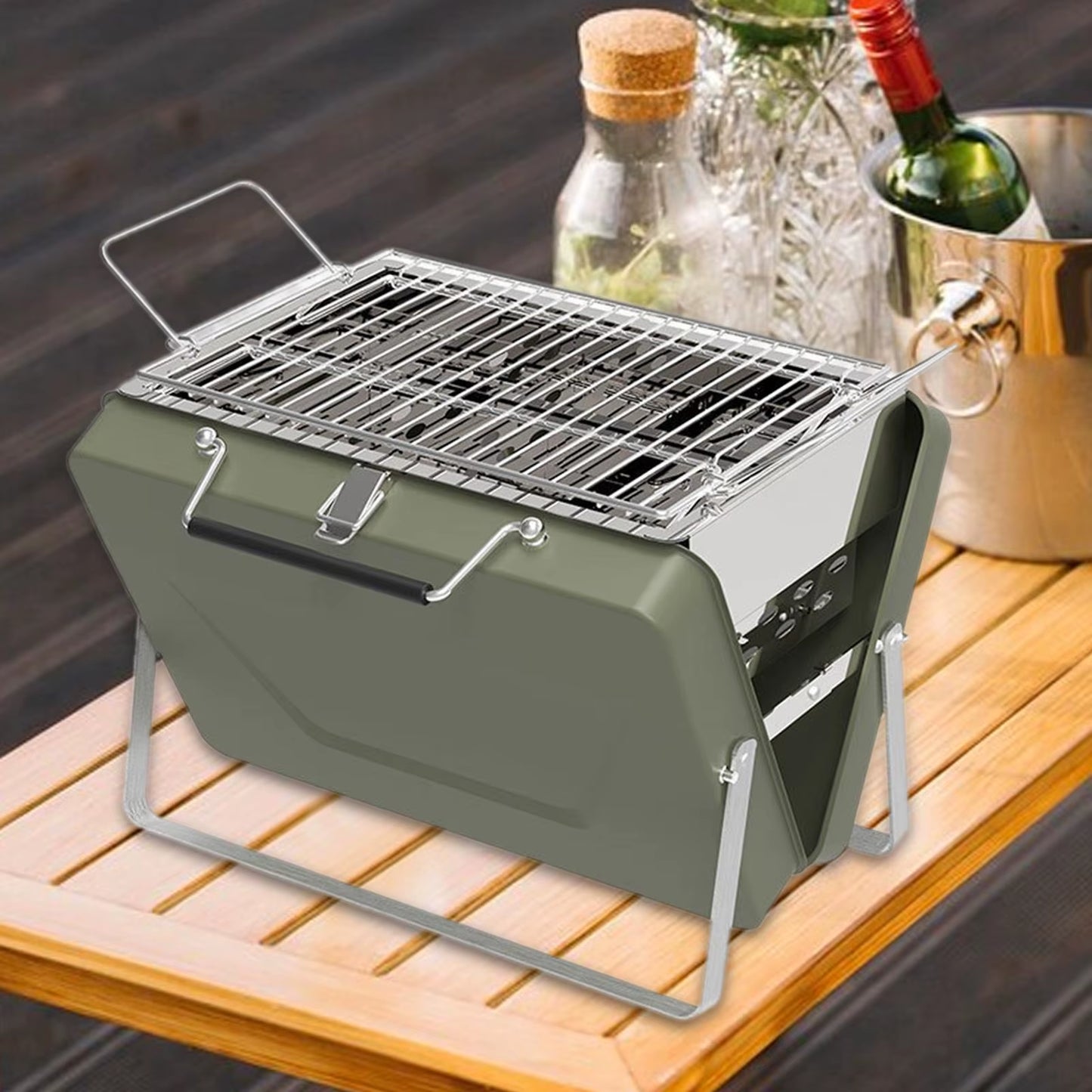 Foldable BBQ Grill Portable Mini Handheld Barbecue Rack Lightweight Wire Meshes Cookout Tools for Outdoor Camping Picnic