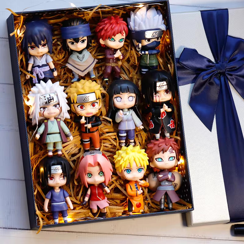 Hot 12Pcs/Set Anime Naruto Shippuden Hinata Sasuke Itachi Kakashi Gaara Anime Figure Q Version PVC Figures Toys Dolls Kid Gift
