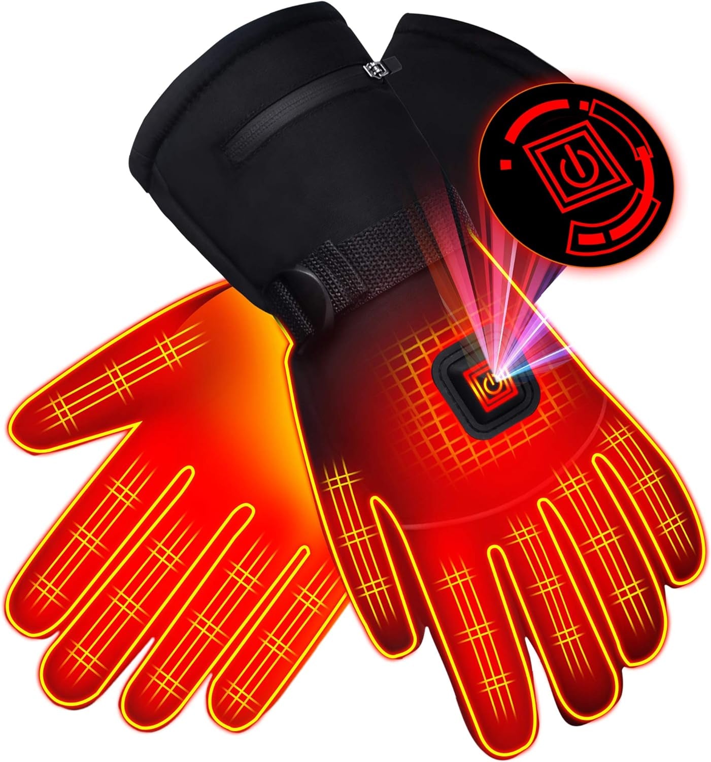 Heated Gloves,Electric Rechargeable Battery Power Waterproof Touchscreen Heated Gloves for Men Women, 3 Heating Temperature Adjustable Thermal Gloves for Skiing Hunting Fishing Camping Cycling