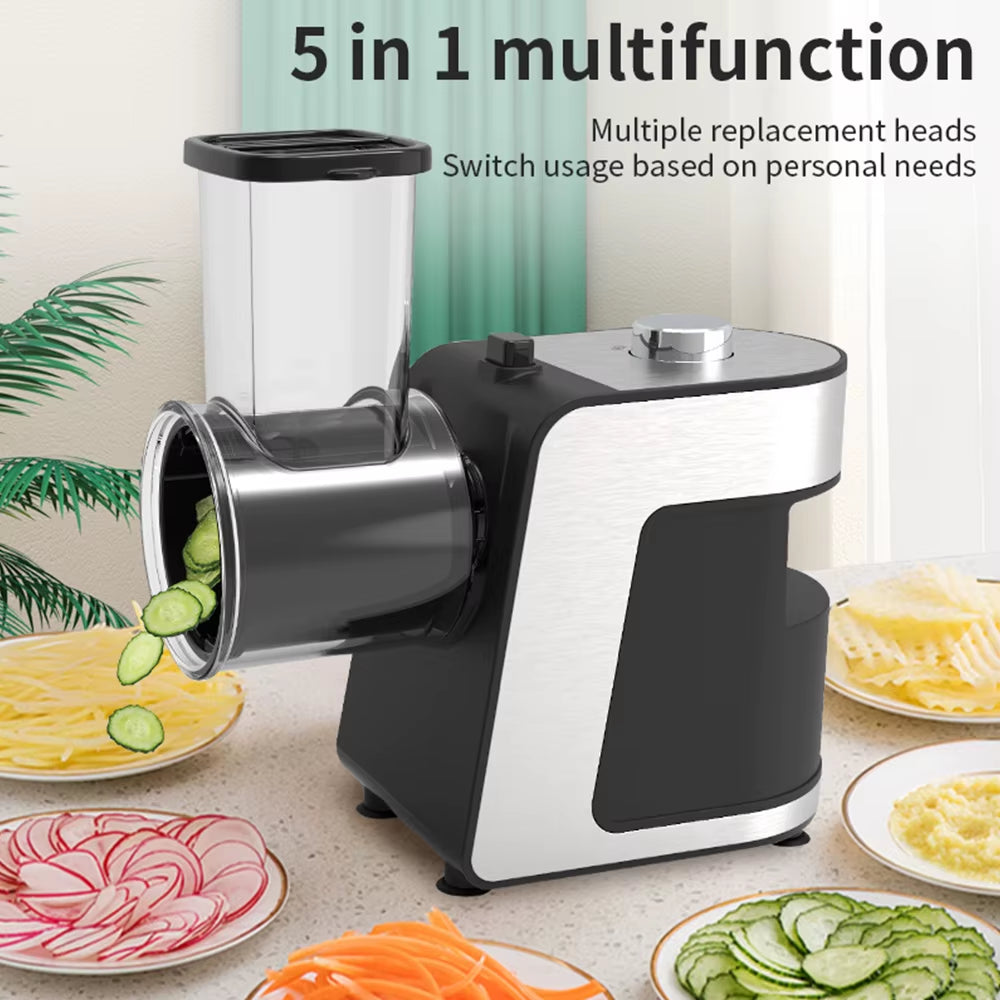 220V Electric Vegertable Cutter with 5Set Stainless Steel Blade 1000W Multifunction Potato Cucumber Carrot Slicer Food Processor