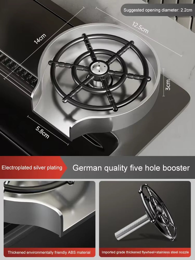 High-Pressure Cup Washer Automatic Rotating Kitchen Sink Vegetable Basin Home Coffee Milk Tea Shop Bar Cup Making