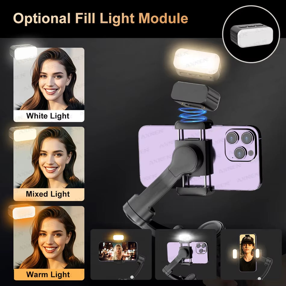 2025 3-Axis Anti-Shake Handheld Gimbal Stabilizer AI Tracking for Iphone Android Mobile Phone Vlog Optional Extension Rod